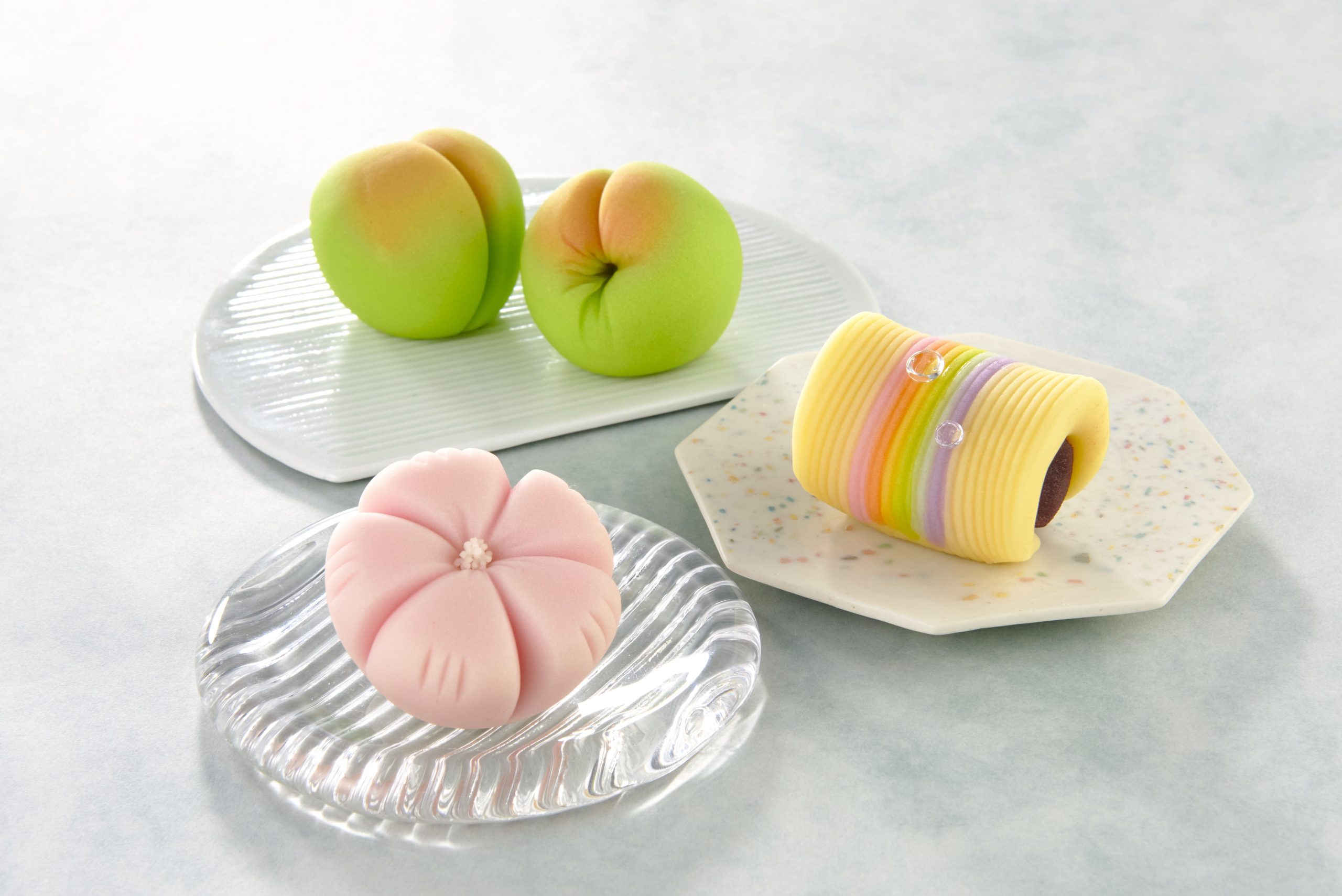 【和菓子】練切 (撫子・青梅・虹)
